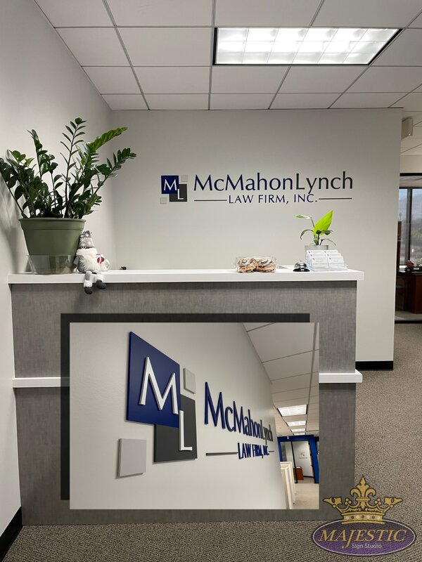 Mc Mohan Lynch Law Firm INC Lobby Signs in Corona by Majestic Sign Studio